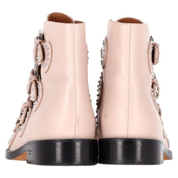 Givenchy Buckle Detail Studded Ankle Boots in Light Pink Leather - Picture 8 of 12